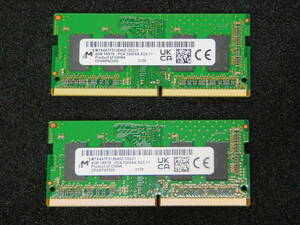 【Micron】【8GB (4GBx2)】【PC4-25600 / DDR4-3200AA】（21300 / 2666V）【S.O.DIMM】【動作確認済み】＜管理：MIC-3200AA2129-4G2＞