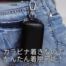 キーケース スマートキー 6連キー キーリング カード収納 ピンク レザー 牛革 スマートキーケース バイクキー キー鍵収納 大容量 カード_画像5