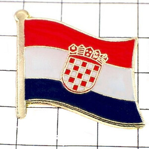 ピンバッジ◆クロアチア 国旗デラックス薄型キャッチ付き 市松模様の紋章 ピンズ CROATIA ZASTAVA FLAG ピンバッチ タイタック