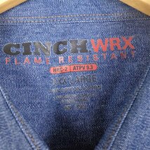 古着 大きいサイズ 未使用 CINCH WRX 難燃性 長袖デニムワークシャツ メンズUS-3XLサイズ 無地 デニムブルー系 tn-2112_画像5