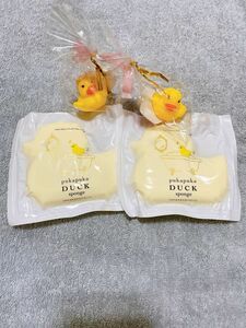 pukapuka duck スポンジ　アヒルスポンジ　ボディータオル　ボディースポンジ　　アヒルマスコット　バスグッズ