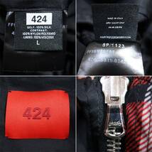 424【美品 シルク100%】フォートゥーフォー リバーシブル ボンバージャケット MA-1 イタリア製 ブラック×チェック レッド 赤 L_画像10