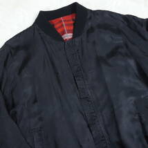 424【美品 シルク100%】フォートゥーフォー リバーシブル ボンバージャケット MA-1 イタリア製 ブラック×チェック レッド 赤 L_画像7