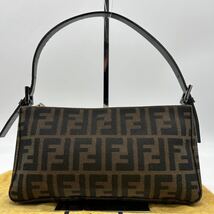 1円〜【極美品】フェンディ FENDI アクセサリーポーチ ズッカ ショルダーバッグ ハンドバッグ レザー キャンバス FF金具 ブラウン 肩掛け_画像2