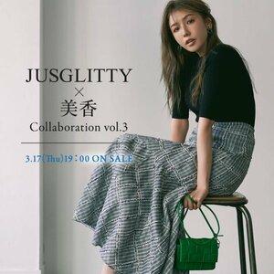 Z374 JUSGLITTY × 美香 ジャスグリッティー ドッキング ワンピース 1 リブニット チェックスカート 切替 ハイウエスト コラボ