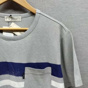 B66 Goldenbear ゴールデンベア Tシャツ 半袖 ボーダー カットソー 胸ポケット ポリエステル コットン クルーネック メンズ グレー Lの画像4