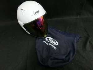 1000円スタート ヘルメット Arai SZ-G? SNELL M2010 2013年製 内部汚れ/毛玉あり サイズ記載無 布袋付き アライ ホワイト 12 CCC56