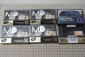 ★昭和レトロ 未開封 カセットテープ 『Maxell MX60/METAL Capsule100・DENON MD50』 計6本 当時物★