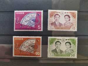 1959年 皇太子殿下ご成婚 4種完/送料63円