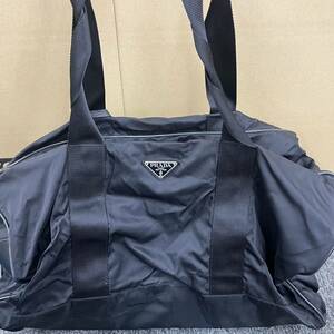 458.◎1円スタート◎PRADA プラダ ハンドバッグ ボストンバッグ ナイロン 三角プレート 黒 ブラック レディース メンズ【109393】