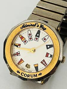 〇L221 CORUM コルム Admiral's アドミラルカップ クォーツ 文字盤ホワイト×ゴールド×シルバーカラー レディース腕時計