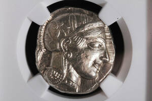 古代ギリシャ アテネ テトラドラクマ 銀貨 フクロウ アテナ 紀元前 BC 440-404 アンティークコイン NGC Ch AU 5/5-4/5