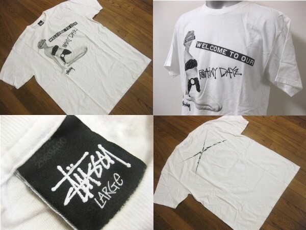 名作 本物 美品 STUSSY ステューシー NEXUSVII ネクサス7 ネクサスセブン WELCOME TO OUR RAINY DAYZ 半袖 Tシャツ L