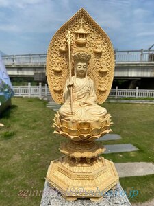 木彫仏像 地蔵菩薩 座像 桧木 お地蔵様 お地蔵さん 木製 木彫り高さ32cm