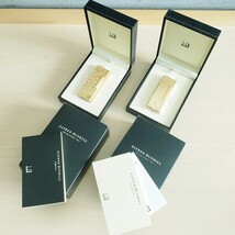 店舗保管品 dunhill ダンヒル ガスライター ローラーガスライター ゴールド系 2点セット ケース付 動作未確認 喫煙具 現状品_画像1