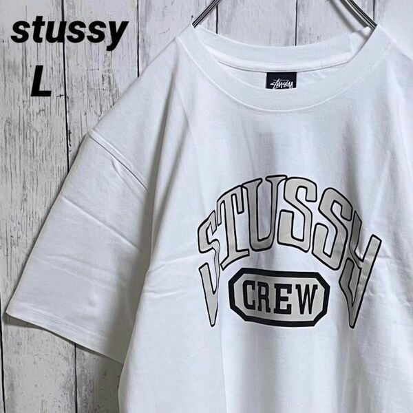 【新品】ステューシー アーチロゴ ビッグロゴ Tシャツ L ホワイト