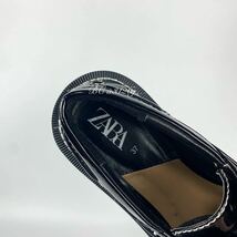 ZARA 厚底 エナメルブーツ 24.0cm 37 BLACK/WHITE レディース ザラ ブーツ シューズ ローカット 3アイレット モカシンタイプ 脚長_画像7