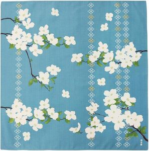 . writing sama small cloth fragrance flower water tree blue approximately 50×50cm cotton 100% made in Japan new goods 