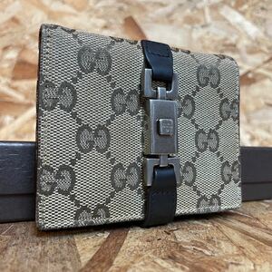 1円〜【美品】 GUCCI グッチ マーモント GG ウォレット メンズ レディース 長財布 インターロッキング ラウンドファスナー キャンパス■