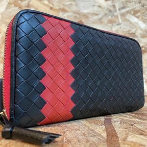 1円~極美品 ボッテガヴェネタ イントレチャート ラウンドファスナー BOTTEGA VENETA 長財布 男女 小銭入れ 新型 ■バイカラー■■