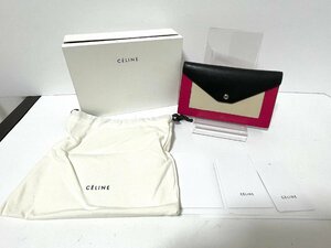 【中古】CELINE セリーヌ　マルチファンクション　ラージフラップウォレット　財布　ダークフューシャ