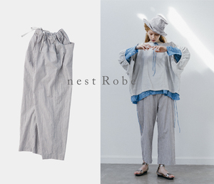 LOOK掲載 nest Robe ネストローブ コットンリネンストライプパンツ #33