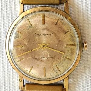 ＊來＊【手巻き】SEIKO Maruel Diashoch19Jewel ３針 /腕時計・メンズ・部品取り・ジャンク品・ブルー・自動手巻き