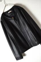 RoseTiara ローズティアラ ノーカラージャケット 黒色 大きいサイズ46 _画像1