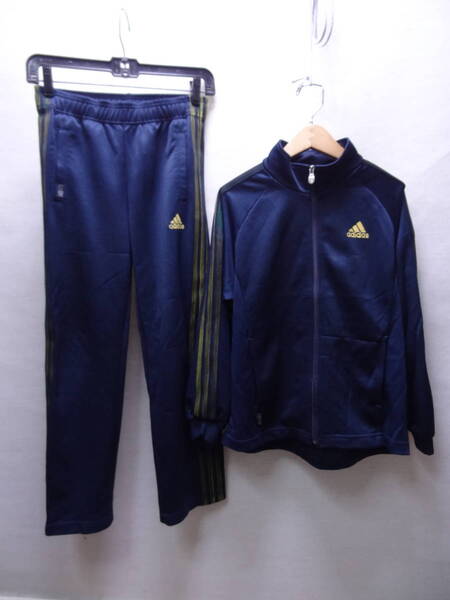 全国送料無料 アディダス adidas 子供服キッズ男＆女の子 ポリ100％素材 サッカー等スポーツ ジャージ 上下セット 140