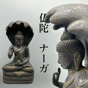 【仏像　ナーガ　仏陀　蛇神】七頭蛇　仏陀　インド神話　チベット　ブロンズ像　銅像