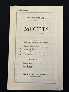 『レトロ ピアノ楽譜 FRANCIS POULENC MOTETS EDITIONS SALABERT』