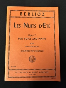 『レトロ ピアノ楽譜 BERLIOZ LES NUITS D'ET Opus 7 FOR VOICE AND PIANO』