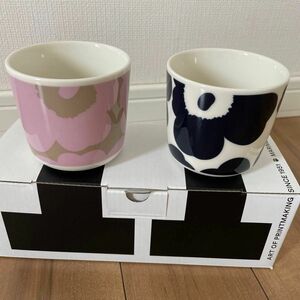 marimekko マリメッコ ウニッコ UNIKKO ラテマグ　2個セット　限定カラー　ピンクベージュ　ダークネイビー