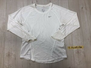 NIKE ナイキ メンズ DRI-FIT 薄手 メッシュ ロンT 長袖Tシャツ M 白