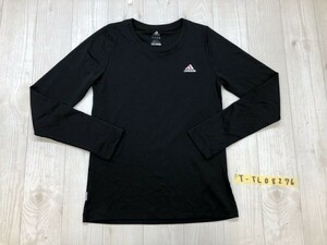　adidas アディダス レディース ラメロゴプリント ロンT 長袖Tシャツ 黒