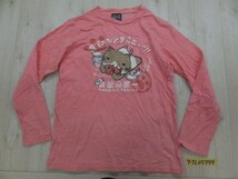 NECOBUCHI-SAN メンズ 食欲がとまらないニャン プリント ロンT 長袖Tシャツ L ピンク_画像1