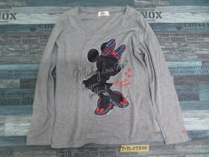 DISNEY ディズニー レディース ミニーマウス ライトストーン 長袖Tシャツ ロンT M グレー