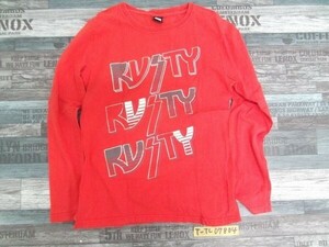 RUSTY ラスティ レディース プリント 長袖Tシャツ ロンT L 赤