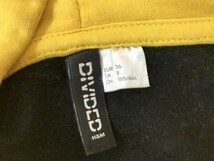 H&M エイチアンドエム レディース 刺繍 裏起毛 スウェット フーディー ワンピース 36 黄色黒白_画像2