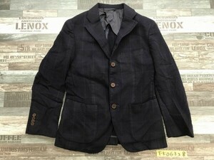 blazer's bank.com メンズ チェック柄 起毛 サイドベンツ ジャケット 秋冬 160cm 6Drop ネイビー