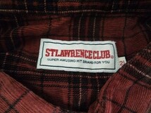 STLAWRENCE CLUB メンズ チェック柄 ボタンダウン コーデュロイ調 長袖シャツ 大きいサイズ 2L 赤_画像2