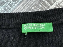 BENETTON ベネトン メンズ イタリア製 Vネック ニットセーター 黒_画像2