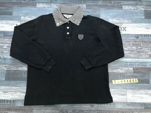 ellesse GOLF エレッセ レディース ニット切替 トレーナー地 ポロシャツ L 黒