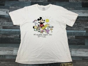 UT UNIQLO ユニクロ × JEREMYVILLE DISNEY ディズニー メンズ ミッキープリント半袖Tシャツ L 白