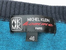 MICHEL KLEIN homme ミッシェルクラン メンズ プリント入り 薄手 ニットセーター 46 ダークブルー_画像2