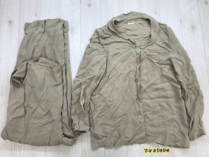 ALPHA CUBIC Alpha Cubic lady's made in Japan rayon blouse * pants top and bottom setup 36 beige 