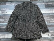 MIMO MODA レディース 毛綿 ベロア使い ブークレニット テーラードジャケット 40 黒白_画像3