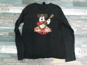 DISNEY ディズニー メンズ ミッキーマウス ロンT 長袖Tシャツ M 黒