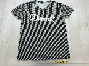 graniph グラニフ メンズ ビッグ英字 ストライプ モノクロ 半袖Tシャツ M 黒白