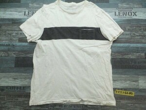 Calvin Klein カルバンクライン メンズ ライン入 胸ポケット付き 半袖Tシャツ M 白黒